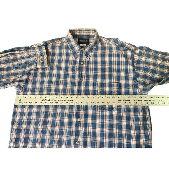 Maxx FM Vintage Men's Long Sleeve Button Down Blue & Red Plaid Shirt Size Large - Picture 5 of 8